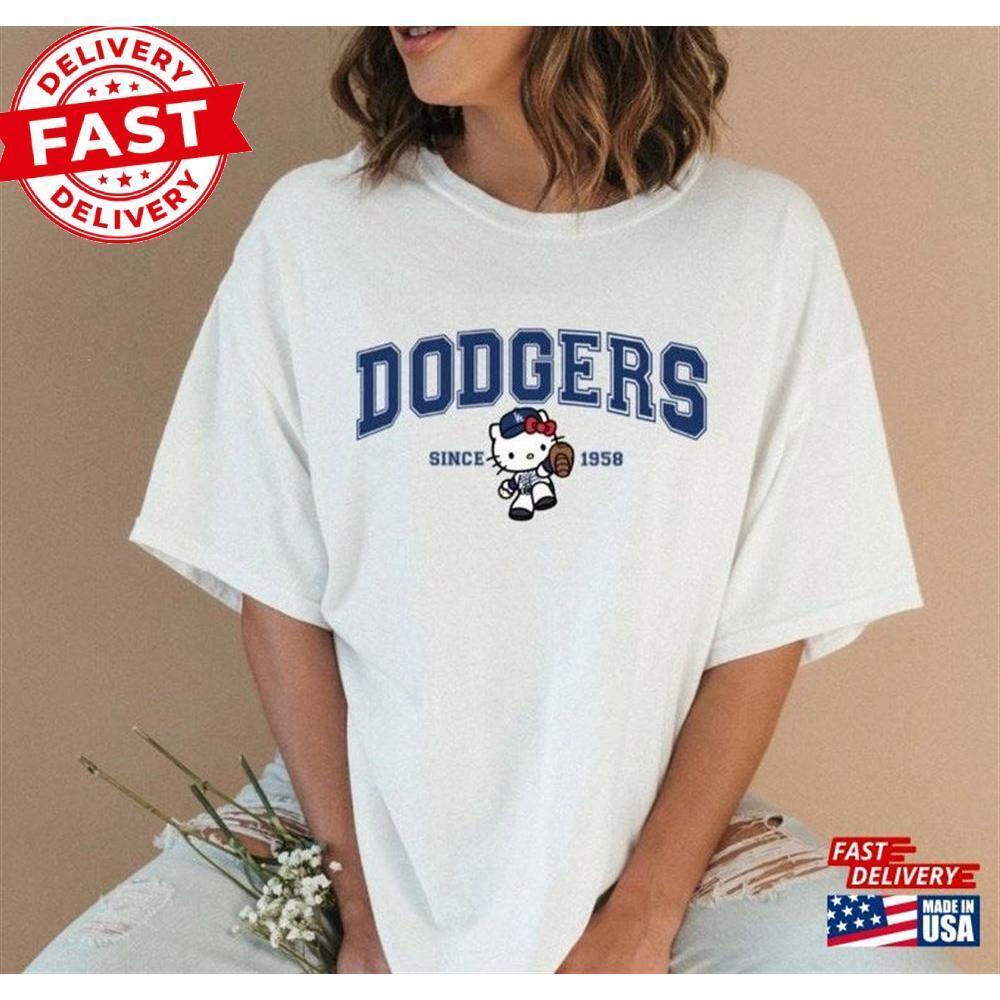 Dodger Hello Kitty Shirt Shirts Graphic Tee Moms Cute Mama T-Shirt